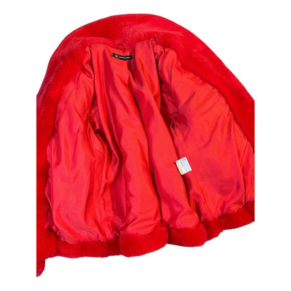 I.N.C. Faux Fur Bright Red Coat Size Small - Picture 3 of 6